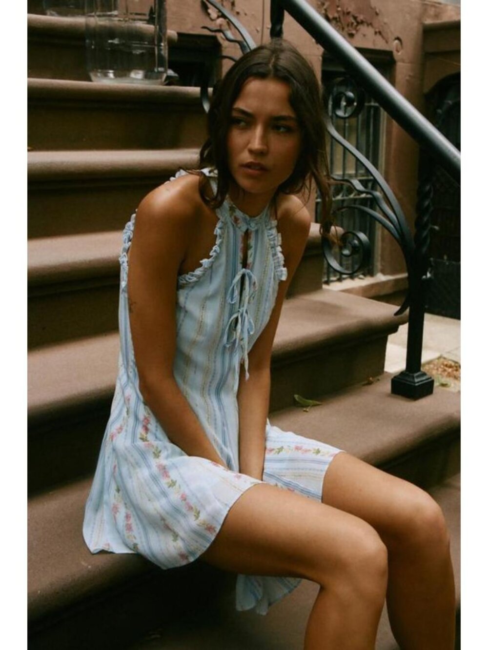 ZARA FLORAL PRINT HALTER MINI DRESS
